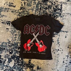 AC/DC Black Tee with Red Guitar Graphic